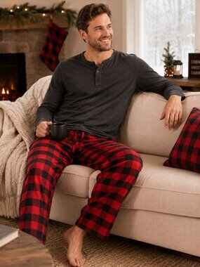 Sonoma Red Black Buffalo Check Pull-On Flannel Sleep Lounge Pants Mens XL NWOT